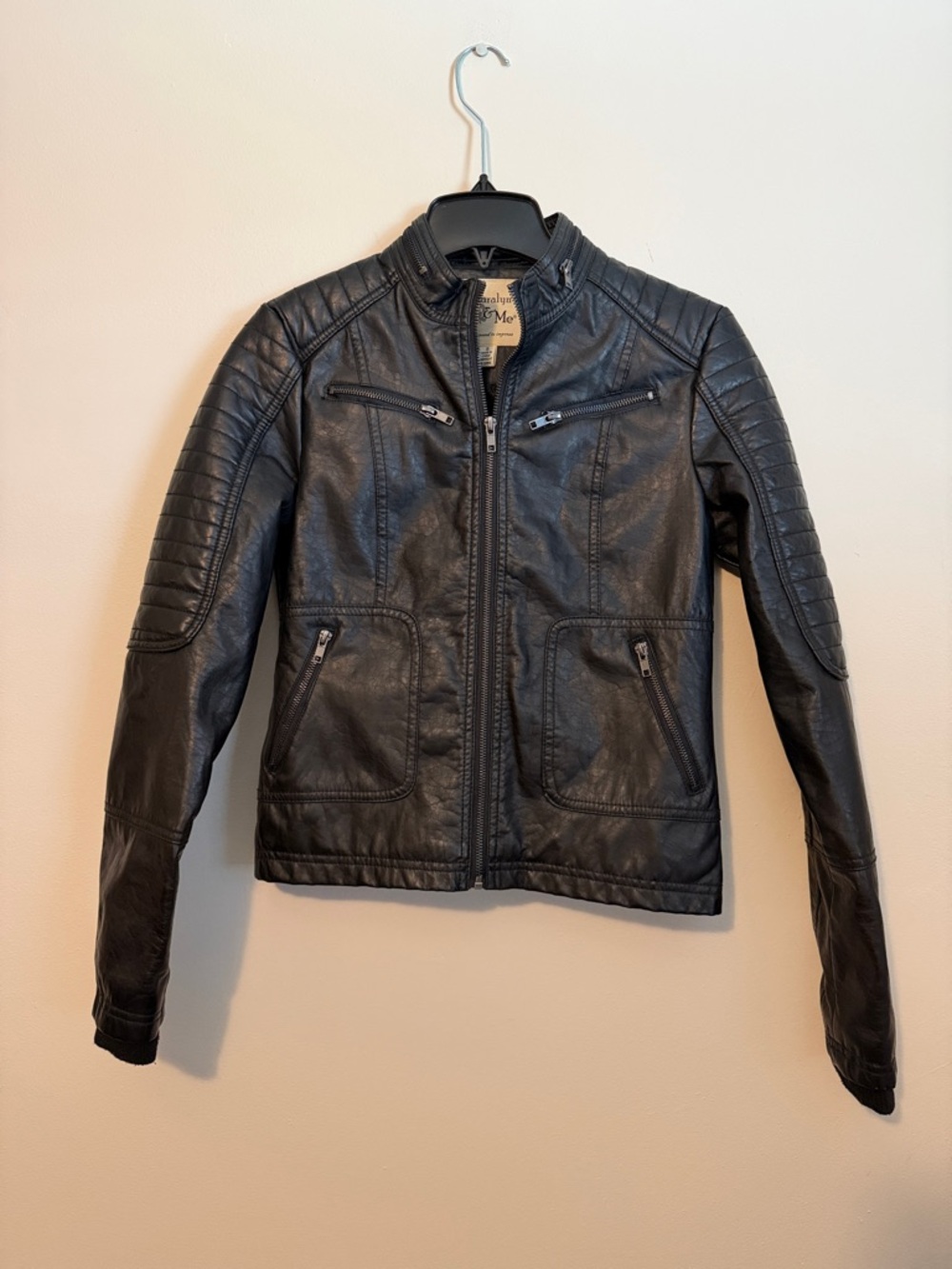 Maralyn & Me Black Faux Leather Jacket size small like new feels real - Picture 2 of 8